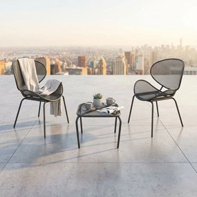 MIDDLE - set tavolo in metallo cm 41 x 41 x 43,5 h con 2 poltrone Herman