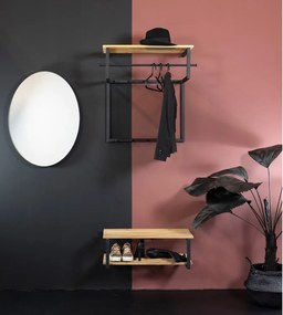 Attaccapanni da parete nero/di colore naturale in metallo con scaffale 76 cm Rizzoli – Spinder Design