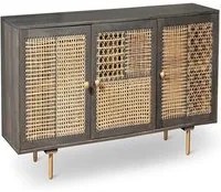 Madia moderna grigio scuro rattan oro cm 160 x 38 x h 75