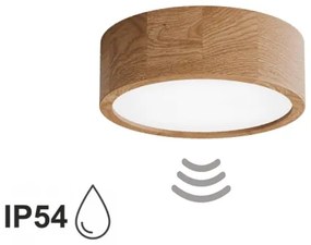 Plafoniera da bagno con sensore CLEO 2xE27/24W/230V Ø 27,5 cm IP54 rovere