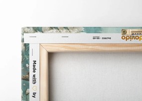 Quadro su tela – Pavone circondato da fiori bianchi