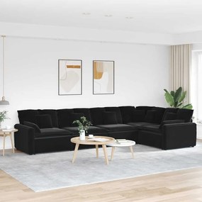 Divano Modulare Con Cuscini İn Velluto Nero /