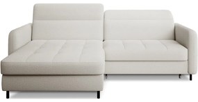 Divano angolare color crema allungabile/con contenitore (con penisola a sinistra/con chaise lounge) e rivestimento in bouclé Gomsi – ELTAP