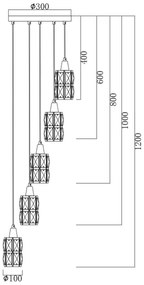Globo 15761-5 - Lampadario di cristallo a sospensione WOLLI 5xE14/40W/230V