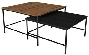 Tavolini neri/naturali con piano in legno di noce in set di 2 80x80 cm Fiorenza - Marckeric