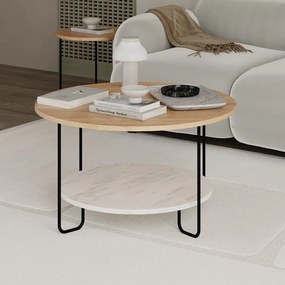 Tavolino rotondo con piano in rovere naturale ø 80 cm Tonka - Marckeric