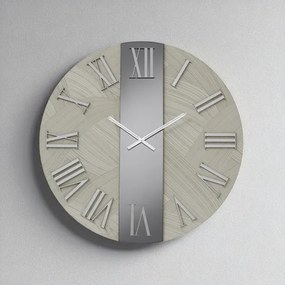 Orologio rotondo D80 cm BILLY in legno rivestito con parato e vetro Fumč