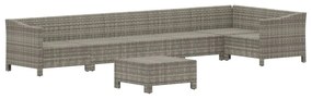 Set divani da giardino 7 pz con cuscini in polyrattan grigio