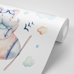 Carta da parati – Elefantino in aereo
