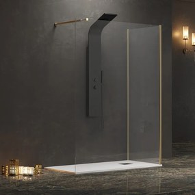 Box doccia 90x100 ad angolo walk-in telaio oro | KW4000G - KAMALU