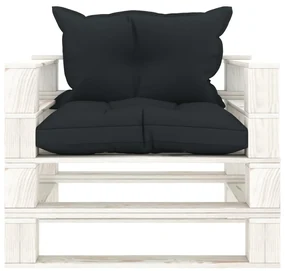 Poltrona da giardino pallet con cuscini antracite in legno