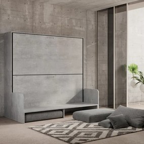 Letto a castello a scomparsa orizzontale DIBE Sofŕ Cemento 200x103xh191 cm