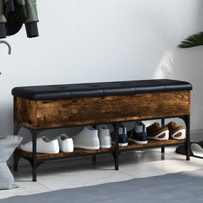 Panca Porta Scarpe Rovere Fumo 102x32x45cm İn Legno Multistrato /