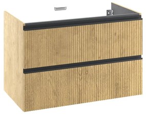 Mobile da bagno sospeso sotto lavabo L 90 x H 58 x P 48.1 cm rovere chiaro laccato opaco, 2 cassetti SENSEA Studio