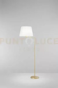 Piantana  crane oro opaco paralume bianco in metallo 1 luce attacco...