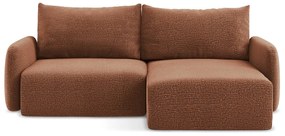 Divano angolare color mattone allungabile/con contenitore (con penisola a destra) Kalena – Makamii