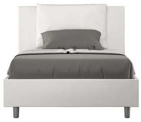 Letto una piazza e mezza contenitore imbottito 120x210 similpelle bianco Antea