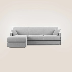 Evans Divano letto angolare con penisola in morbido tessuto impermeabile T02 grigio chiaro