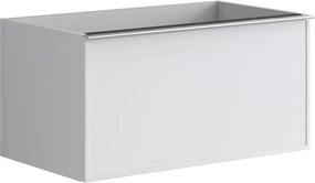 Mobile da bagno sospeso sotto lavabo Pixel frame 2 cassetti L 80 x H 40 x P 45.5 cm bianco laccato opaco, con maniglia alluminio brillante