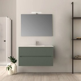 Mobile bagno verde opaco 100 cm cannettato Riga