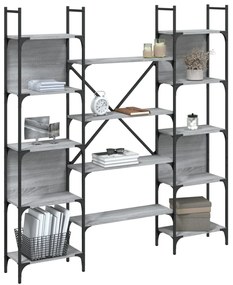 Libreria grigio sonoma 155,5x24x166,5 cm in legno multistrato