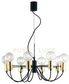 Lampadario a sospensione axon nera e oro 8 luci attacco e27 66x7,5x...