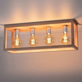 Spot-Light 9158474L - Plafoniera da soffitto KAGO 4xE27/60W/230V, rovere opaco