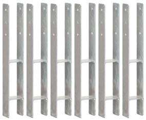 Picchetti Per Recinzione 6 Pz Argento 8x6x60 Cm Acciaio Zincato /