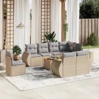 Set Divano da Giardino 9 pz con Cuscini Beige in Polyrattan 3257431