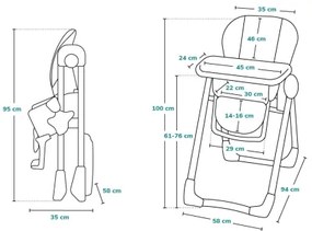 Lionelo - Sedia da pranzo per bambini ZANNA grigio