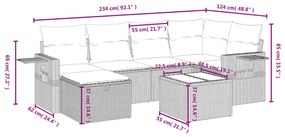 Set divani da giardino 7 pz con cuscini grigio in polyrattan