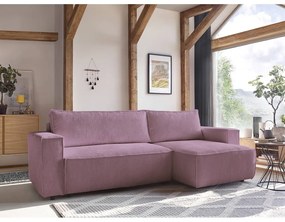 Divano letto a coste rosa ad angolo variabile Nihad - Bobochic Paris