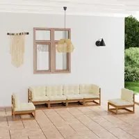 Set Divani da Giardino 6 pz con Cuscini Legno Massello Pino 3076452