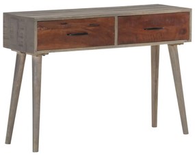 Tavolo Consolle Grigio 110x35x75 Cm İn Massello Di Mango Grezzo /