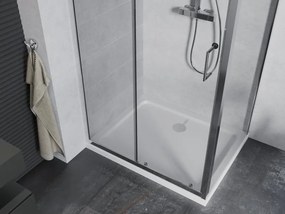 Mexen Apia cabina doccia scorrevole 120 x 90 cm, trasparente, cromo + piatto Flat - 840-120-090-01-00-4010