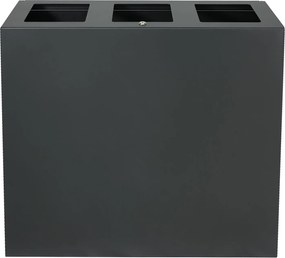 Pattumiera per Raccolta Differenziata 3 Scomparti Capacità 180 lt 90x30x80 cm in Acciaio Antracite...
