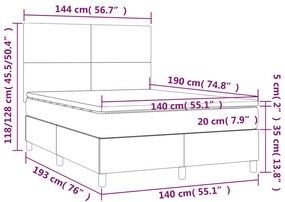 Letto a Molle con Materasso e LED Rosa 140x190 cm in Velluto