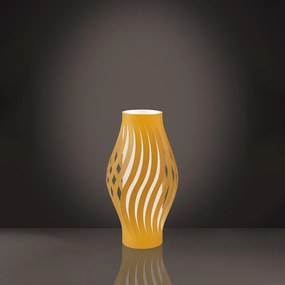 Lampada Da Tavolo Moderna 1 Luce Helios In Polilux Ocra H61 Made In Italy