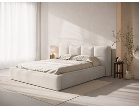 Letto matrimoniale imbottito color crema con contenitore e rete inclusi 180x200 cm Simon – Micadoni