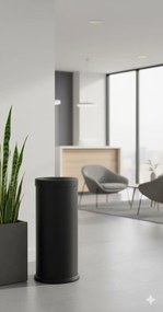 Pattumiera Gettacarte Ø25xh60 cm Autoestinguente In Acciaio Verniciato Nero...