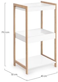 Portaoggetti 3 Ripiani 40x32x79,2 Bianco E Legno Brooklyn Bizzotto