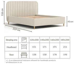 Letto matrimoniale imbottito beige con spazio contenitivo e rete 180x200 cm Noto - Maison de Rêve