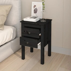 Comodini 2 pz nera 40x35x61,5 cm in legno massello di pino