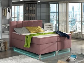 Letto matrimoniale boxspring Malindi - 160 x 200 cm , Tessuto pregiato rosa