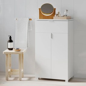 Armadietto bagno a terra Essential SENSEA 1 cassetto 2 ante P 32 x L 50 x H 84 cm bianco laccato truciolare