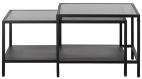 Tavolini in vetro nero in set di 2 pezzi 60x60 cm Bronco - Unique Furniture