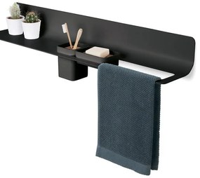 Mensola per bagno Curva con pta asciugamano 80 cm dx L 80 cm nero