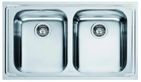 Lavello integrato 2 vasche FRANKE Logica line inox L 50 x L 86 cm argento