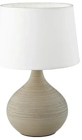 Lampada da tavolo bianco-marrone in ceramica e tessuto, altezza 29 cm Martin - Trio