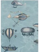 Cole & Son Carta da parati Macchine Volanti - Slate Blue & Gilver